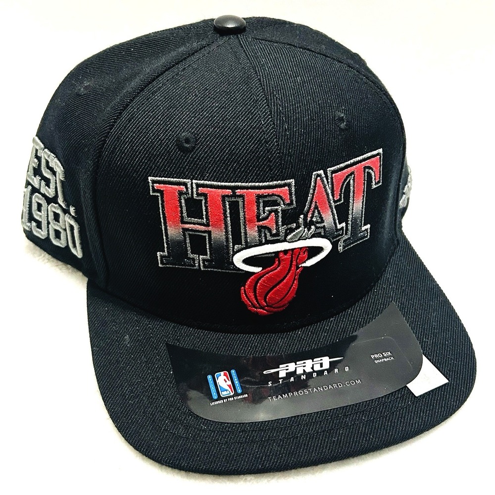 Pro Standard Miami Heat Wordmark Est. Snapback Hat Cap Adjustable Black NBA‎
